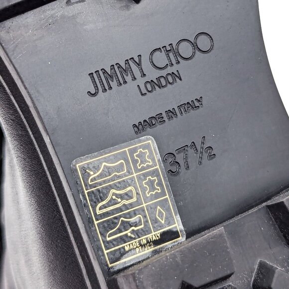 Jimmy Choo Wmn Havana Floral Black Leather Back Zip Combat Boots 7.5 EUR 37.5 - Picture 7 of 9